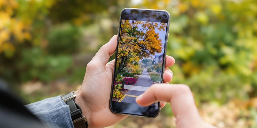 Contractor using a smartphone outdoors.