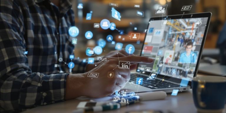 Contractor building digital presence with tools.
