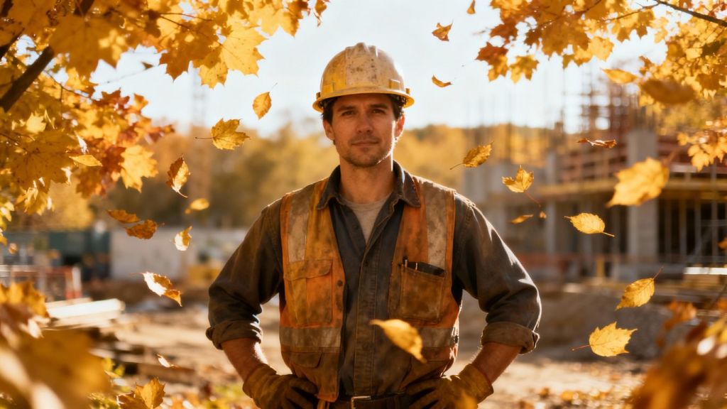 Contractor in fall, ready for digital marketing.