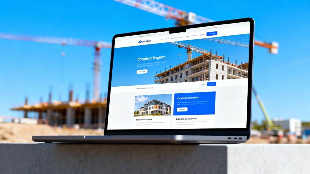 Modern contractor website on a laptop screen.