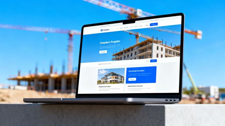 Modern contractor website on a laptop screen.