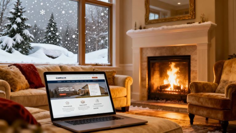 Contractor website with winter scene.