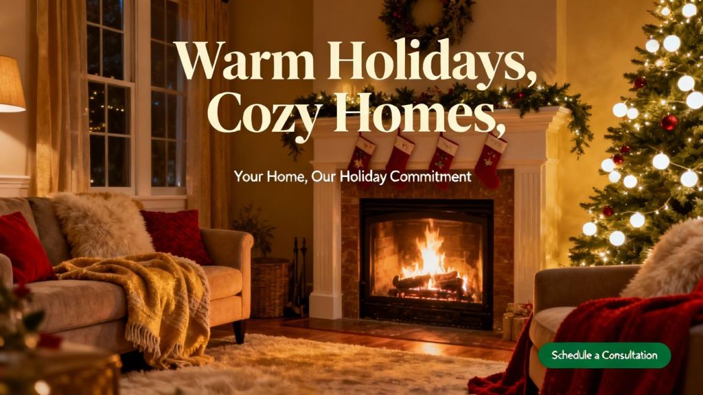 Contractor website homepage decorated for the holidays.