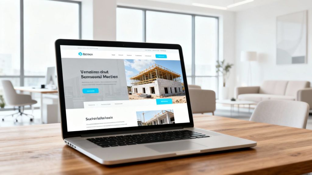 Contractor website on a laptop screen