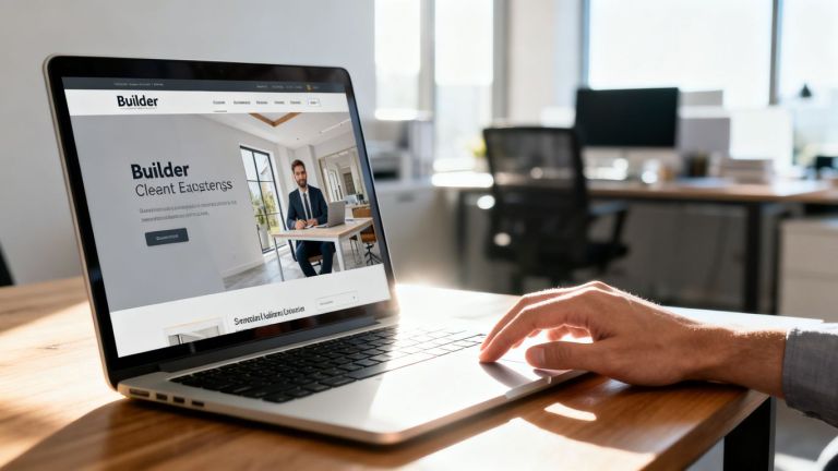 Builder website on a laptop screen