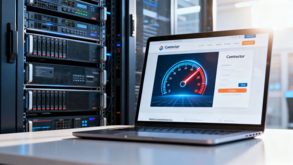 Contractor website speed and hosting for spring traffic.
