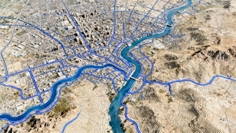 Google Maps view of urban drainage and flood management.
