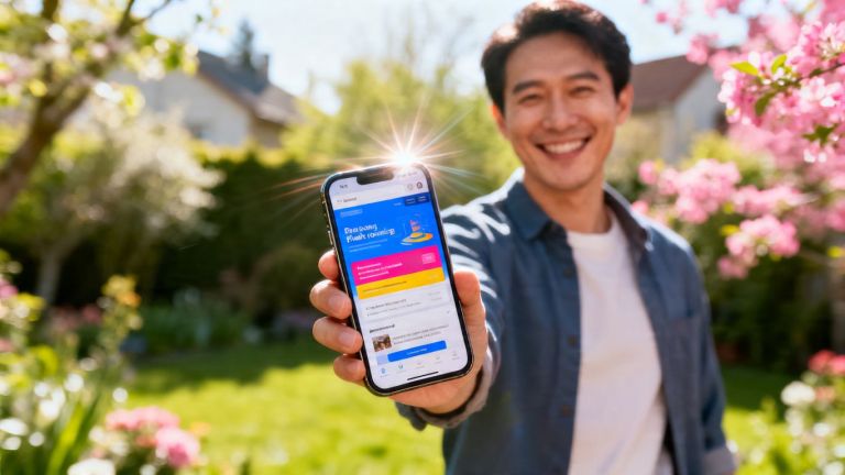 Homeowner using a fast mobile website on a smartphone.