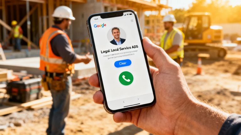 Contractor using phone for Google Local Services Ads