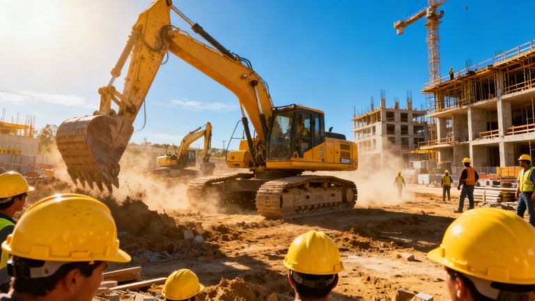 Busy construction site during peak building season.
